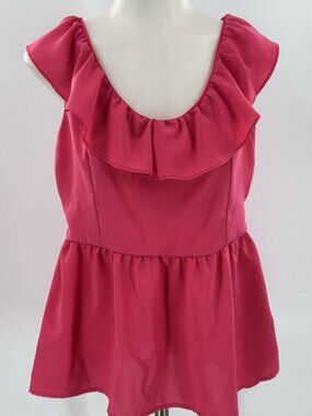 Freebird Pink Ruffle Tank Blouse Open Back Peplum Fairycore Small